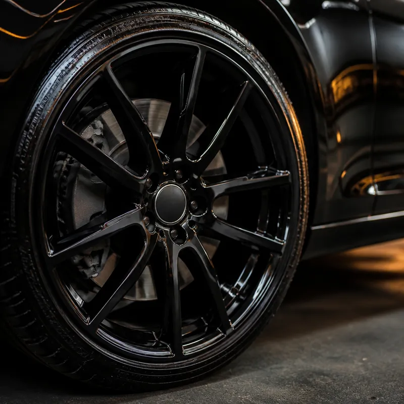 Deep cleaned wheel and dressed tyre